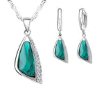 925 Sterling Silver Turquoise Crystal Jewelry Set