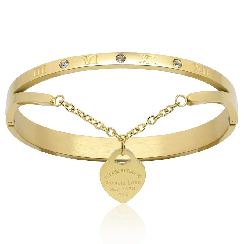 Hanging Heart Label Forever Love Bracelet