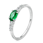 925 Sterling Silver Simple Green Gemstone Ring