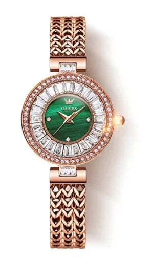 Elegant Gemstone Inlaid Bracelet Wrist Watch