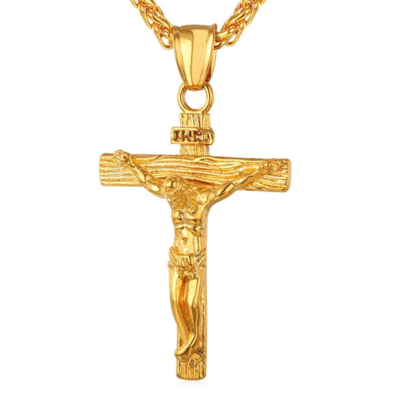 INRI Crucifix Jesus Piece Cross Necklace