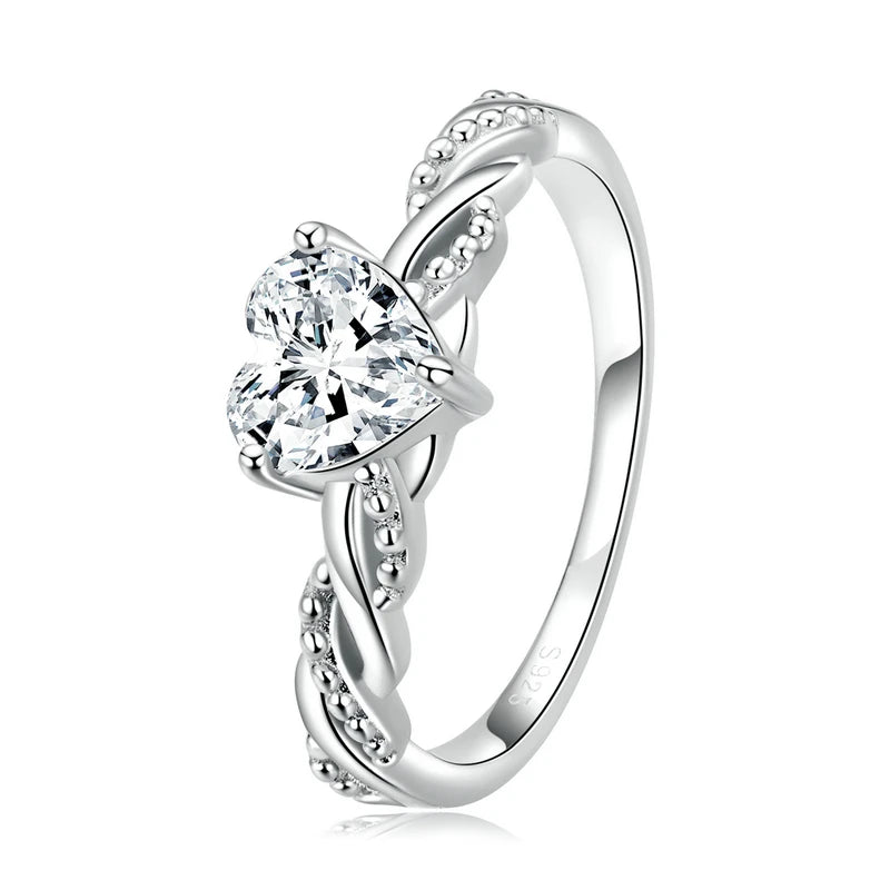 Luxury Geniune 925 Sterling Silver Wedding Engagement Ring